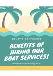 Benefits of Hiring Our boat Services!