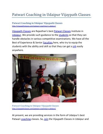 Patwari Coaching in Udaipur Vijaypath Classes