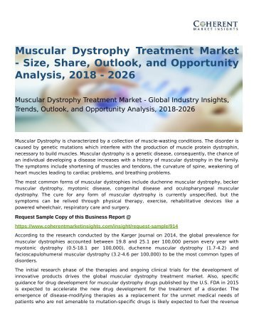 Muscular Dystrophy Treatment Market Opportunity Analysis, 2026