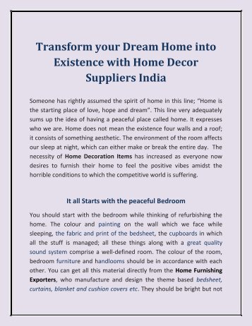 Transform your Dream Home into Existence with Home Decor Suppliers India