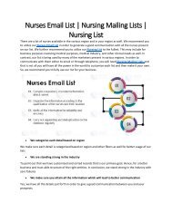 Nurses Email List | Nursing Mailing Lists | Nursing List