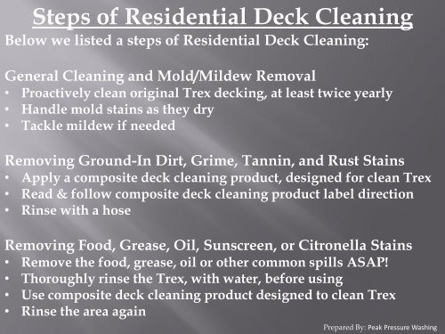 Steps of Deck Cleaning in Raleigh NC by Peak Pressure Washing