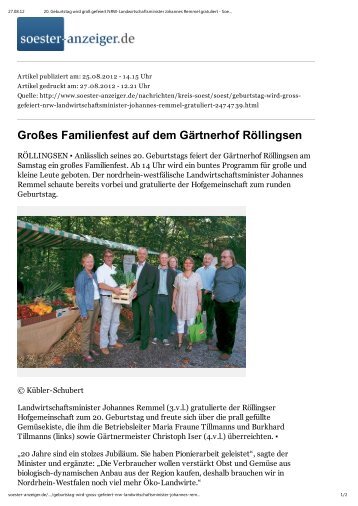 Pressebericht lesen - Gärtnerhof Röllingsen