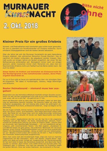 Open air Programm Murnauer Kunstnacht 2018