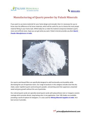 Use of Quartz powder in Various Industries