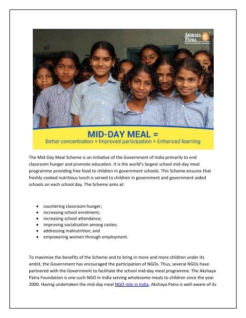 Mid-day meal helps to achieve educational objectives