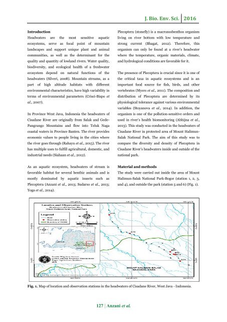 The diversity and density of Plecoptera in the headwaters of Cisadane River, West Java, Indonesia