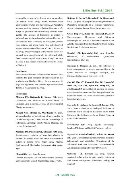 The diversity and density of Plecoptera in the headwaters of Cisadane River, West Java, Indonesia