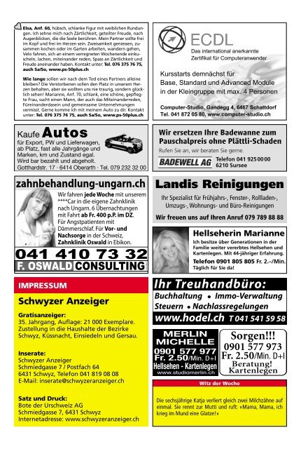 Schwyzer Anzeiger – Woche 32 – 10. August 2018