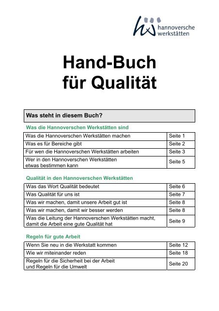 QM-Handbuch in leichter Sprache - Hannoversche Werkstätten