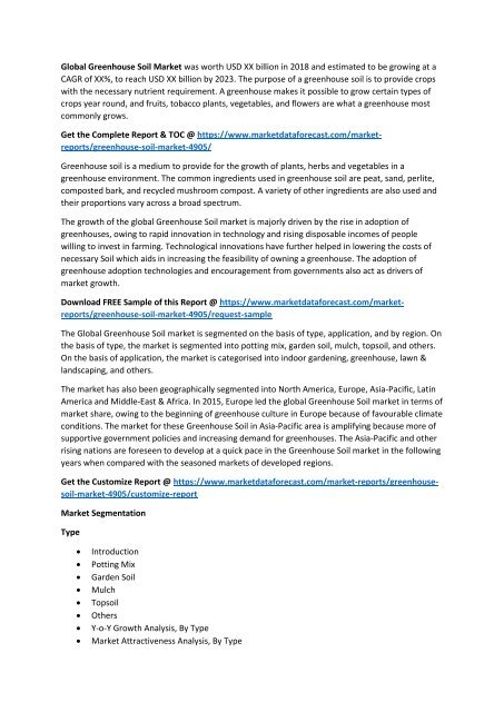 Global Greenhouse Soil Market
