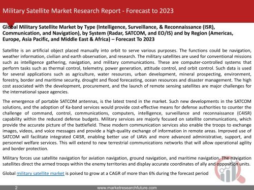 Military Satellite Market Research Report- Global Forecast to 2023