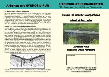 Arbeiten mit HYDROSIL-PUR HYDROSIL-TEICHBAUMATTEN