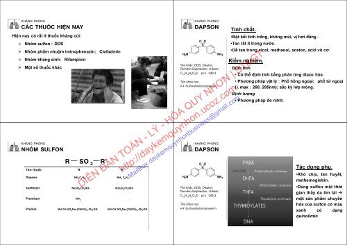 BÀI GIẢNG HÓA DƯỢC 2 (CỬ NHÂN HÓA DƯỢC) 2018 DS. HUỲNH TRƯỜNG HIỆP