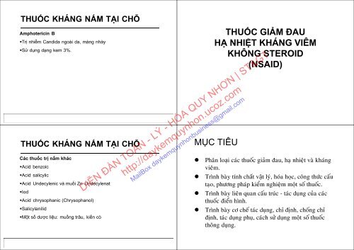 BÀI GIẢNG HÓA DƯỢC 2 (CỬ NHÂN HÓA DƯỢC) 2018 DS. HUỲNH TRƯỜNG HIỆP