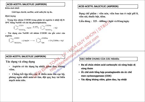 BÀI GIẢNG HÓA DƯỢC 2 (CỬ NHÂN HÓA DƯỢC) 2018 DS. HUỲNH TRƯỜNG HIỆP