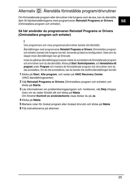 Sony VPCS11X9R - VPCS11X9R Guide de d&eacute;pannage Danois