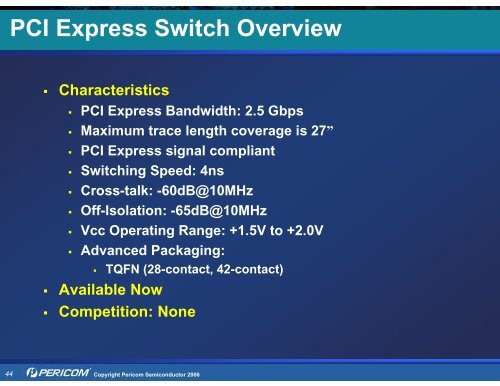 Pericom Solutions for PCI Express (PCIe) - Hy-Line