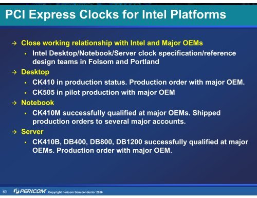 Pericom Solutions for PCI Express (PCIe) - Hy-Line