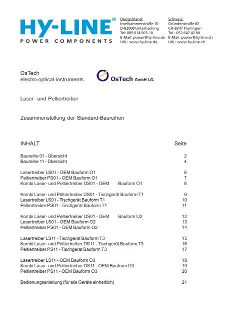 OsTech electro-optical-instruments Laser- und ... - Hy-Line