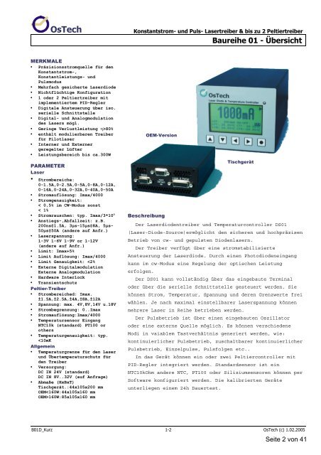 OsTech electro-optical-instruments Laser- und ... - Hy-Line