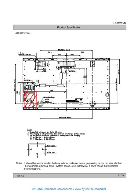 TFT-Display Datenblatt - Hy-Line