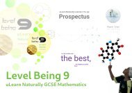 Prospectus - Level Being 9 - The Best - The highest possible level - uLearn Naturally GCSE Mathematics