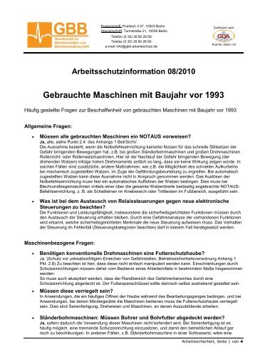 Arbeitsschutzinformation 08/2010 - GBB