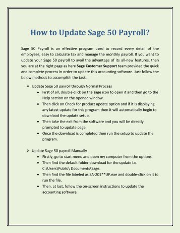 How to Update Sage 50 Payroll?