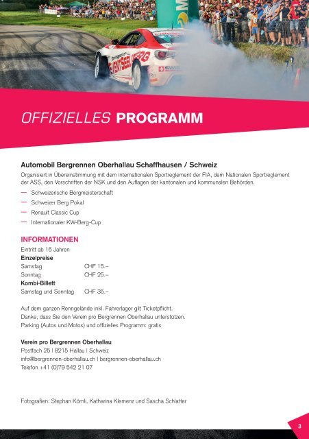 Bergrennen Oberhallau Programmheft 2018