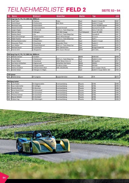 Bergrennen Oberhallau Programmheft 2018