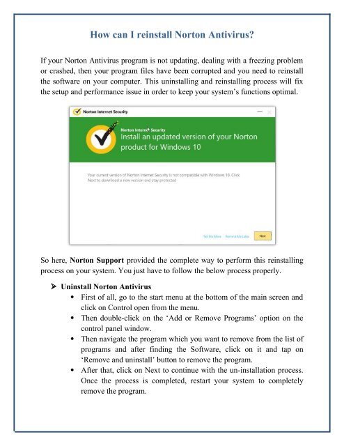 How can I reinstall Norton Antivirus