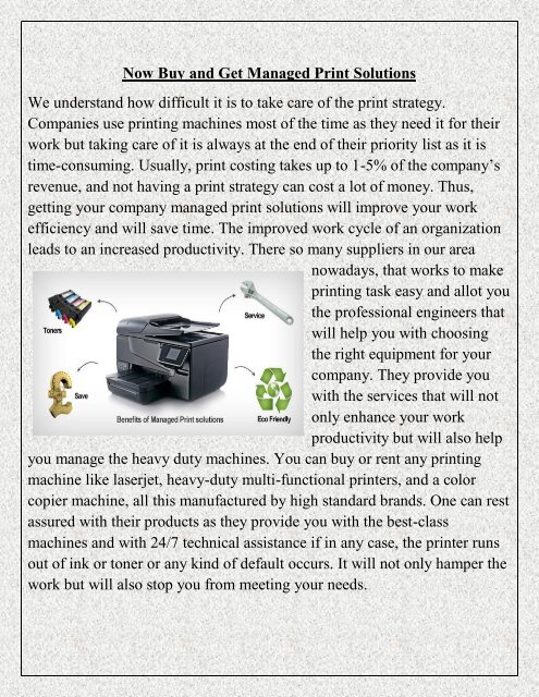 Now Buy and Get Managed Print Solutions