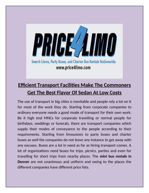 Price4limo provide the Charter Bus for rent in denver, colorado