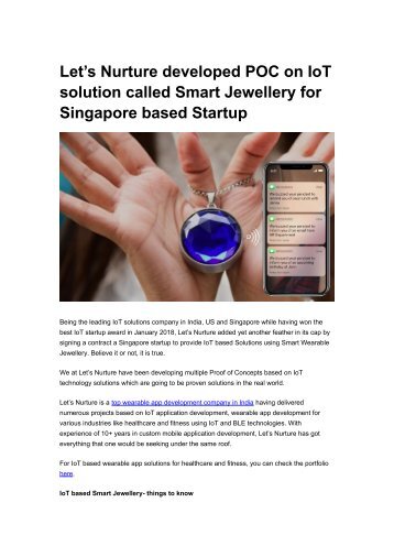Let’s Nurture developed POC on IoT solution called Smart Jewellery