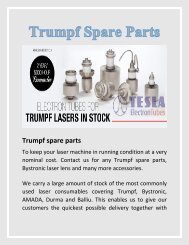 High Quality Trumpf Spare Parts Service in South Africa