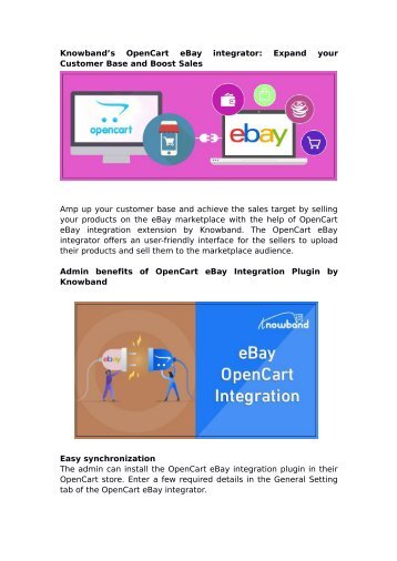 OpenCart eBay Integration module By KnowBand