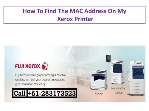 How To Find The MAC Address on My Xerox Printer