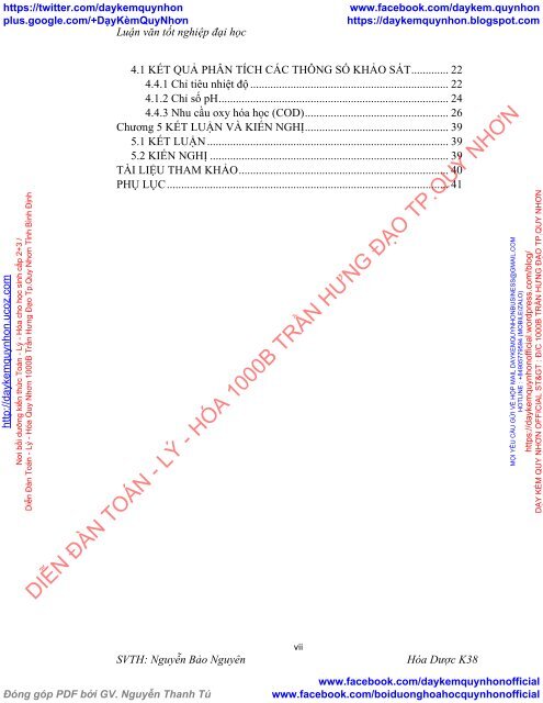 KHẢO SÁT NHU CẦU OXY HÓA HỌC (COD) CÁC NGUỒN NƯỚC AO, HỒ KHUÔN VIÊN TRƯỜNG ĐẠI HỌC CẦN THƠ