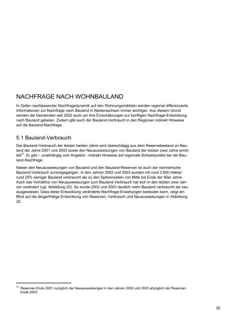 Wohnbaulandpotenziale regional erfasst 2004 - bei der NBank