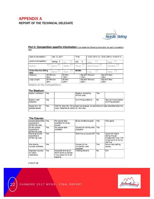 Canmore 2017 WPNS World Cup Final Report