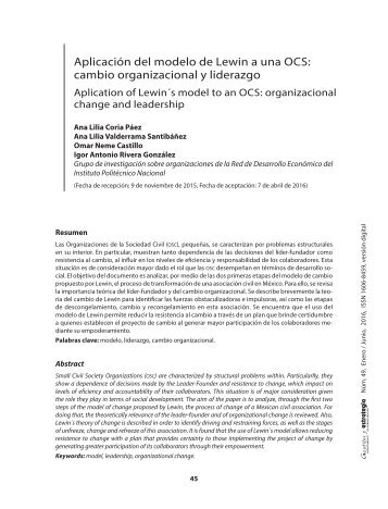 Aplicacion del modelo de Lewin Cambio organizacional y liderazgo