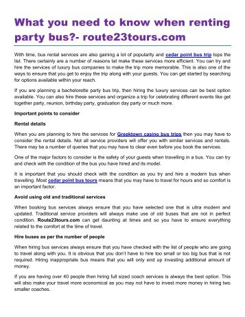 What you need to know when renting party bus- route23tours.com