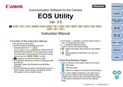 Communication Software for Camera EOS Utility Ver 3.5