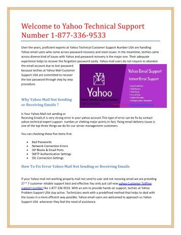 Contact Yahoo Mail Password Support Number 1-877-336-9533