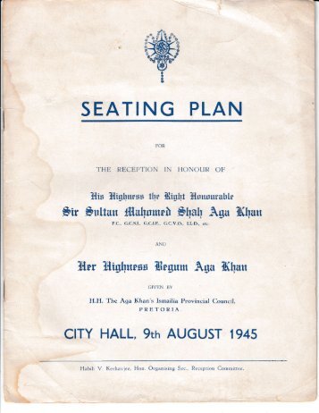 Seating Plan for Reception 1945