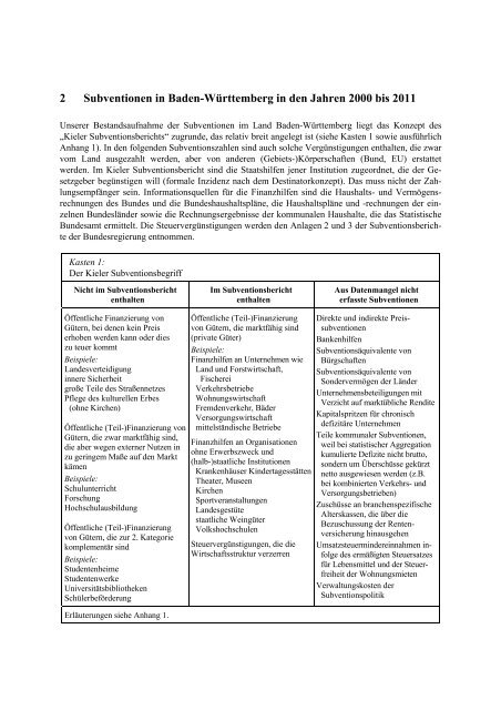 Potenziale zum Subventionsabbau in Baden-Württemberg