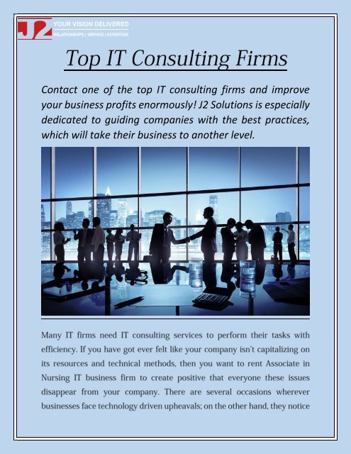 Top IT Consulting Firms - j2-solutions