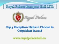 Top 3 Reception Halls to Choose in Coquitlam in 2018