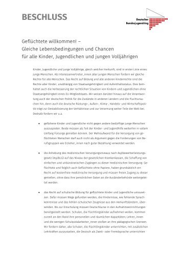 DBJR 2015 - Beschluss Gefluechtete willkommen!